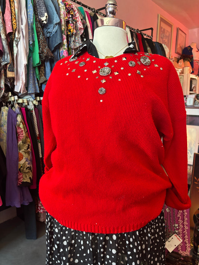 1980's Abstract Rose Sweater - 1X - 4X