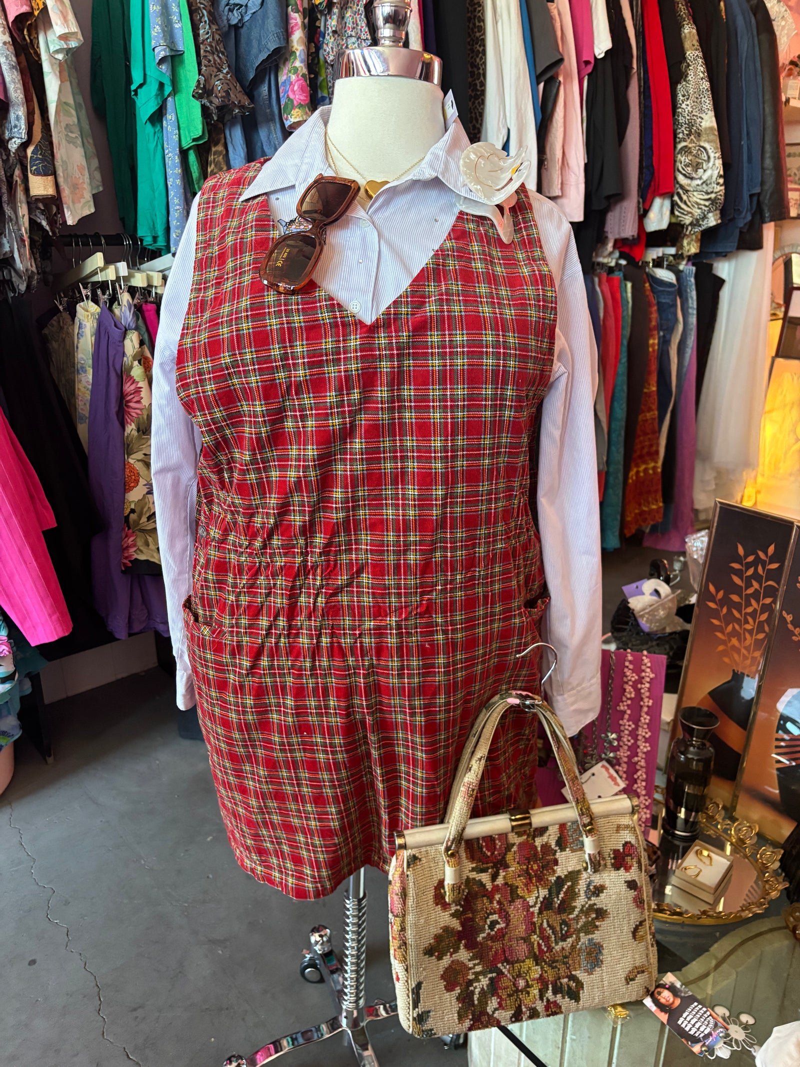 100% Cotton Tartan Jumper Dress - 2X