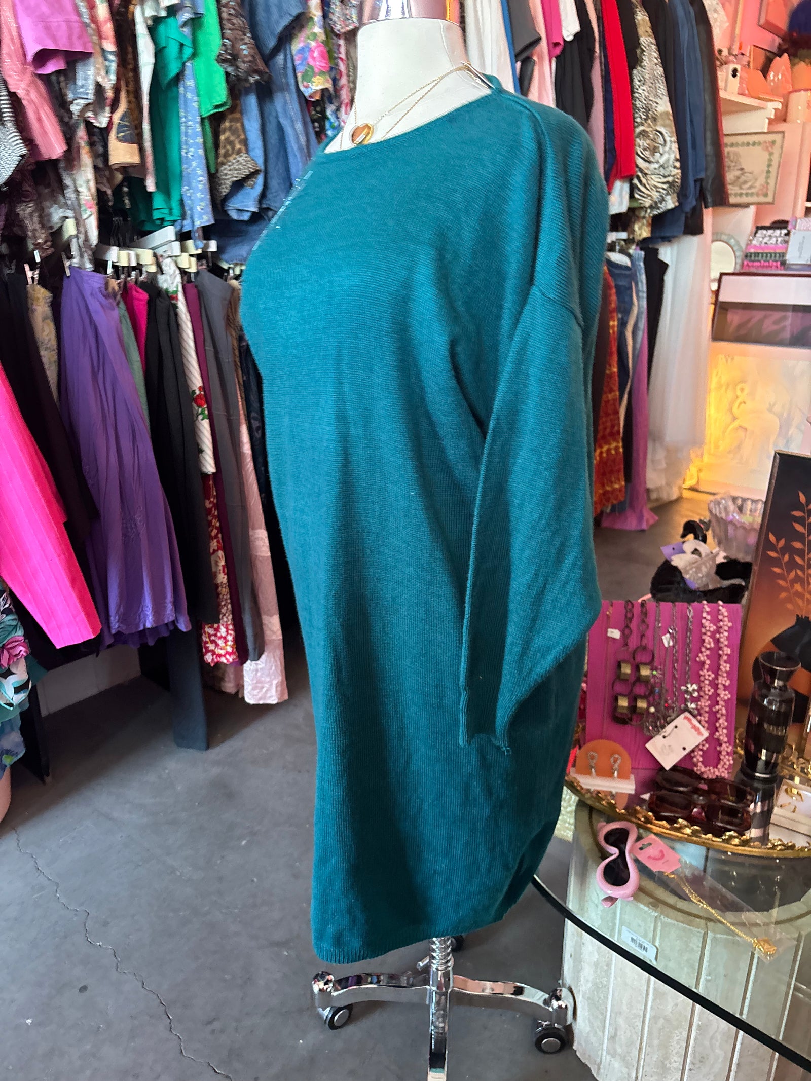1980's Teal Sweater Dress - 2X - 5X