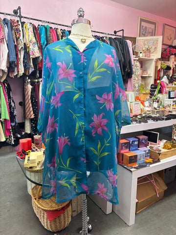 1960's Lane Bryant Sheer Floral Top
