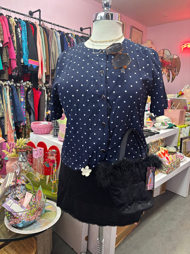 Vintage Polka Dot Short Sleeve Blazer