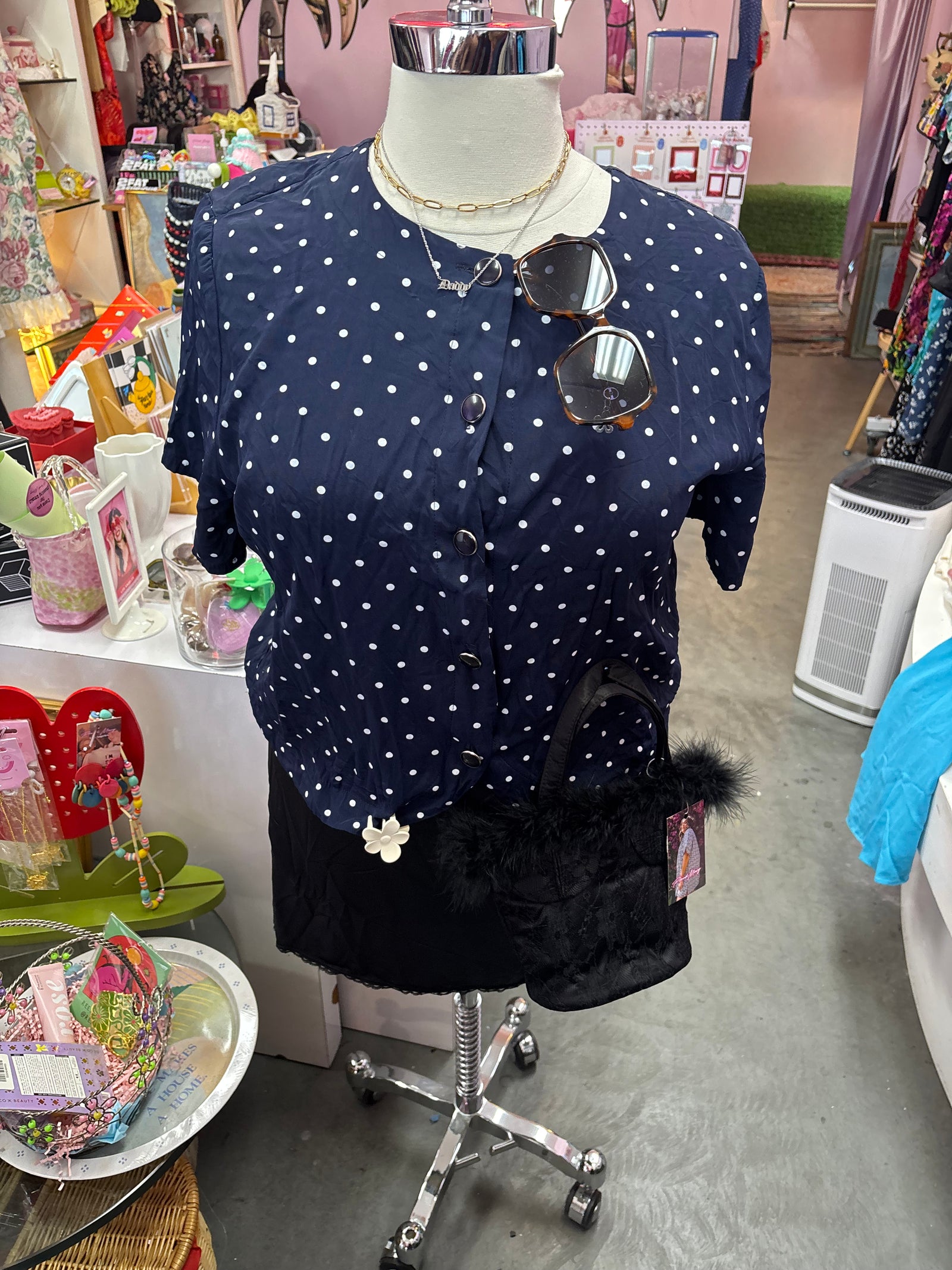 Vintage Polka Dot Short Sleeve Blazer