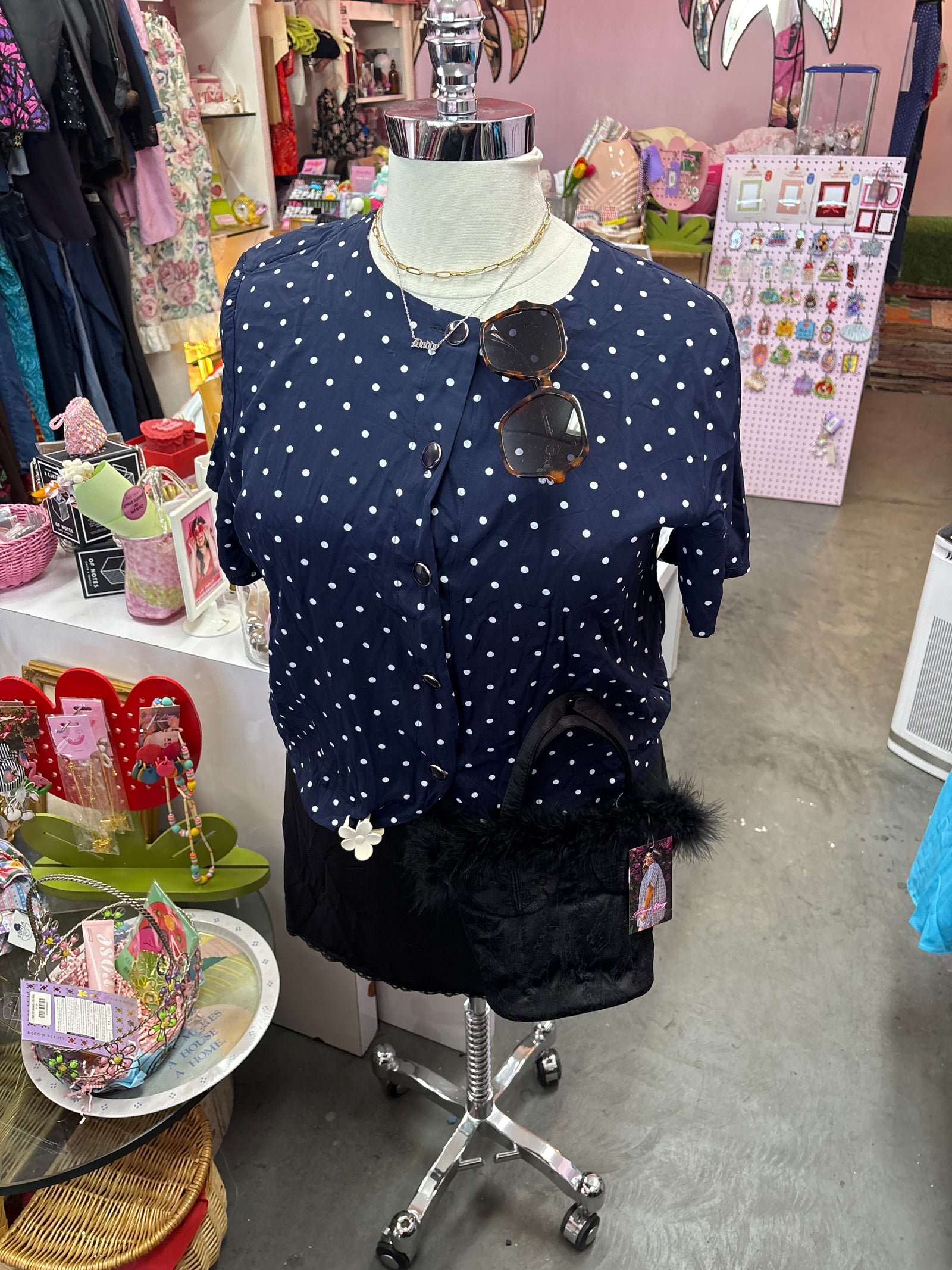 Vintage Polka Dot Short Sleeve Blazer