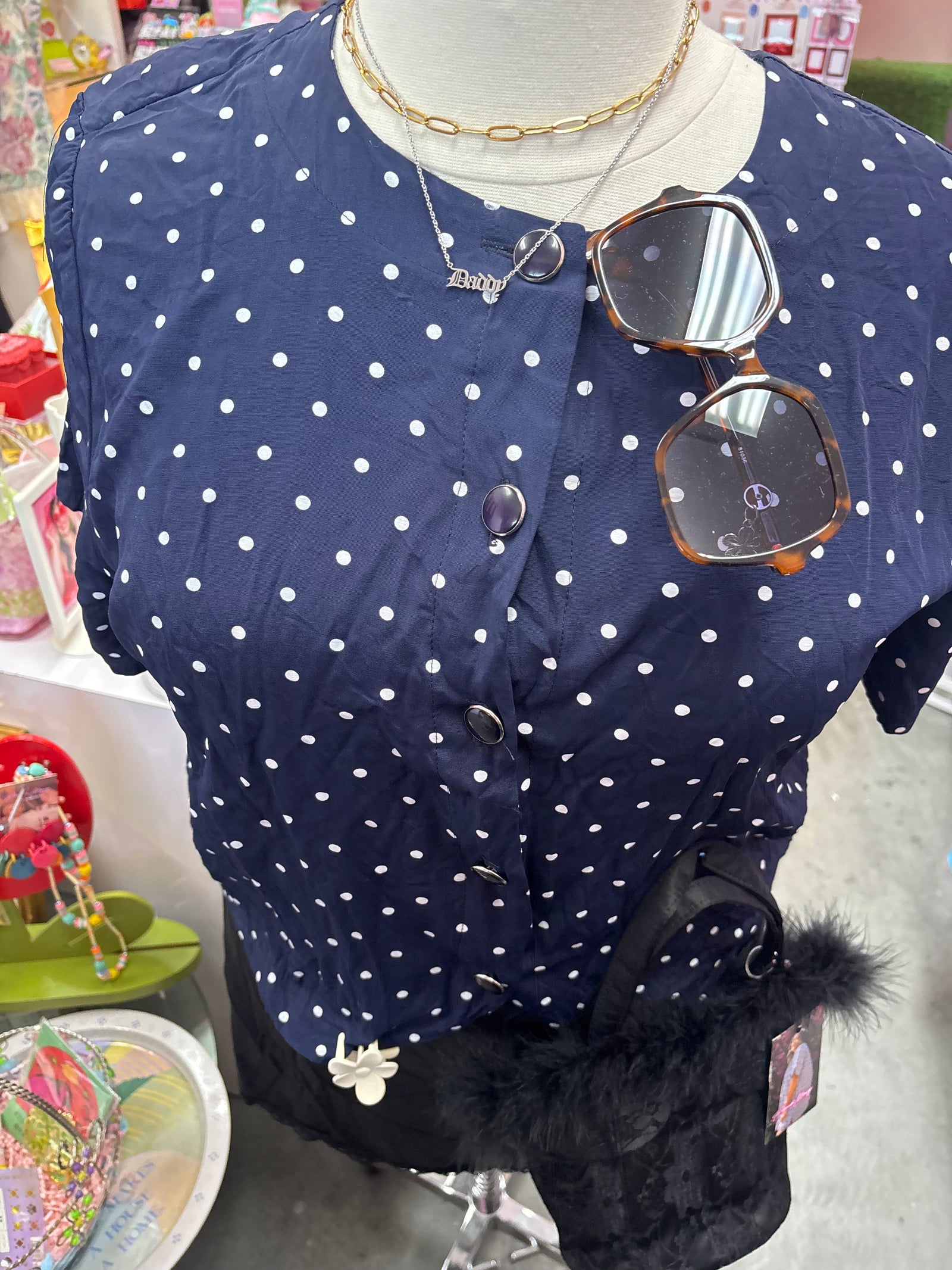 Vintage Polka Dot Short Sleeve Blazer