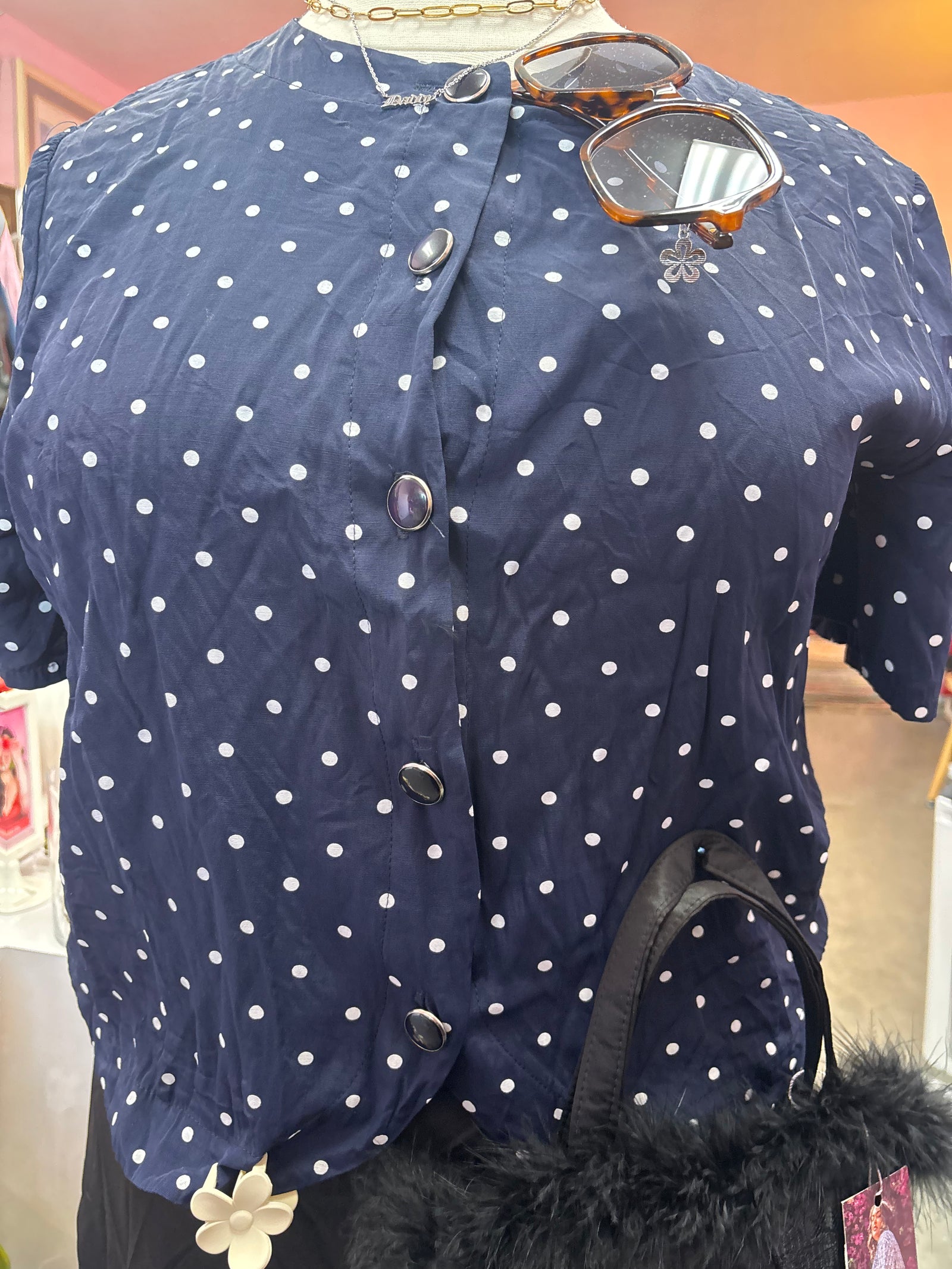 Vintage Polka Dot Short Sleeve Blazer