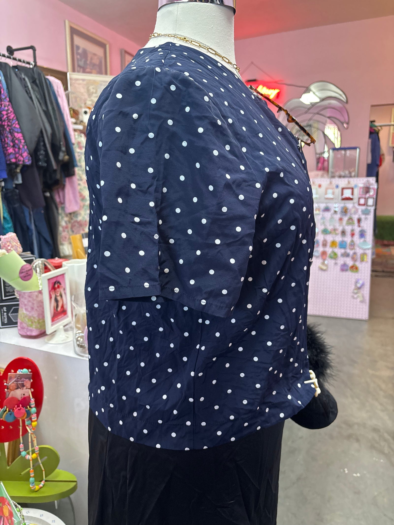 Vintage Polka Dot Short Sleeve Blazer