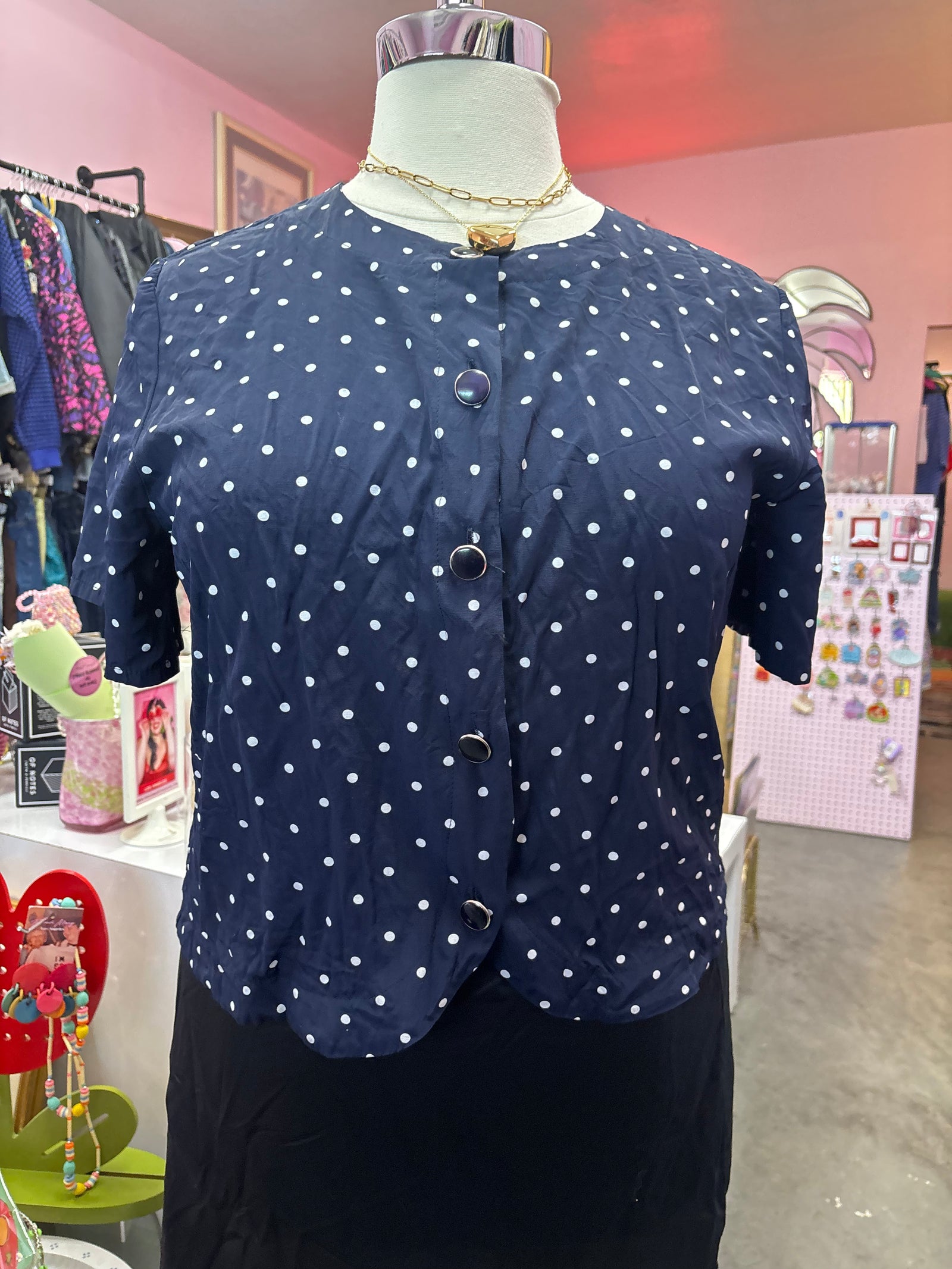 Vintage Polka Dot Short Sleeve Blazer