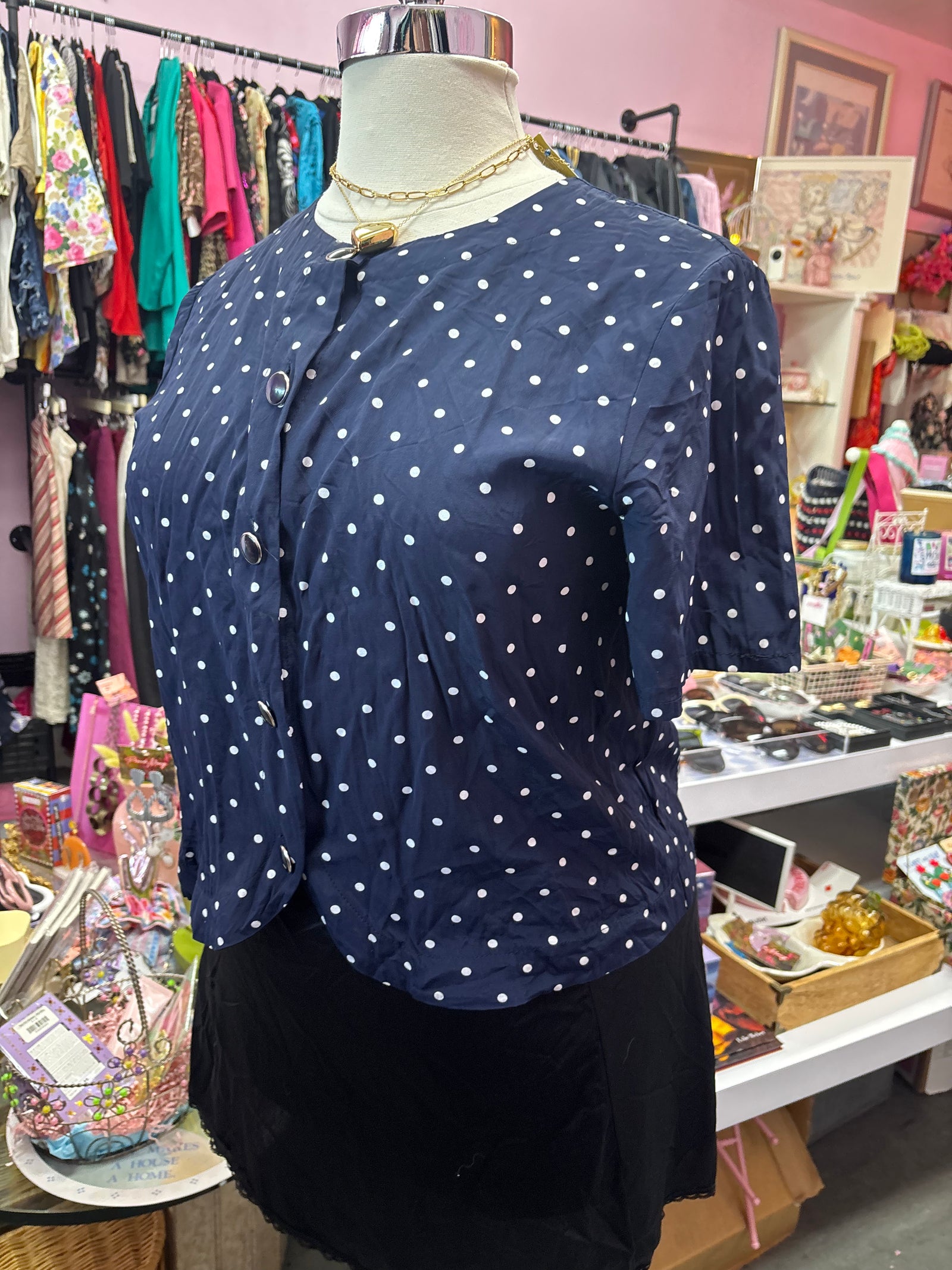Vintage Polka Dot Short Sleeve Blazer