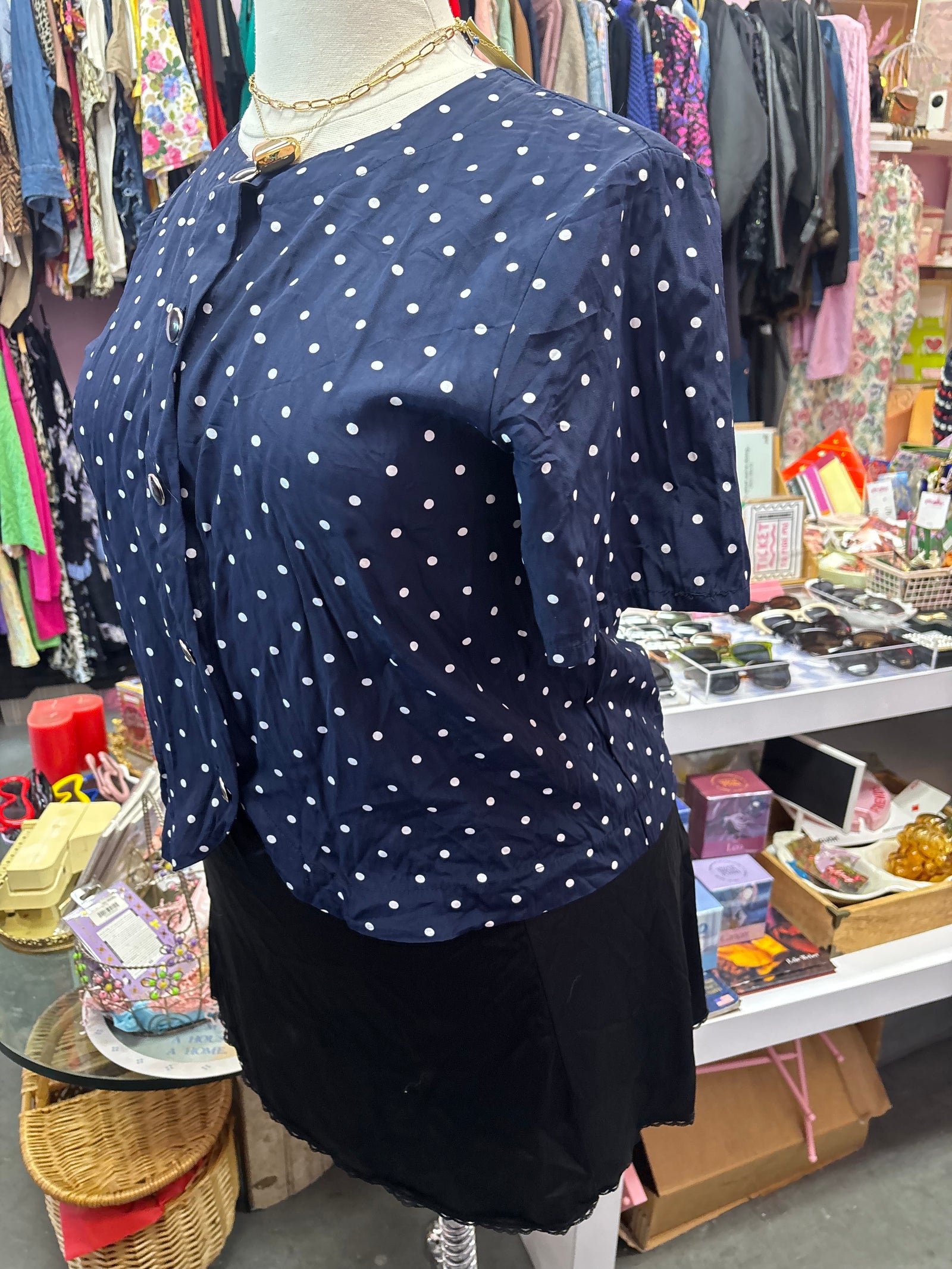 Vintage Polka Dot Short Sleeve Blazer