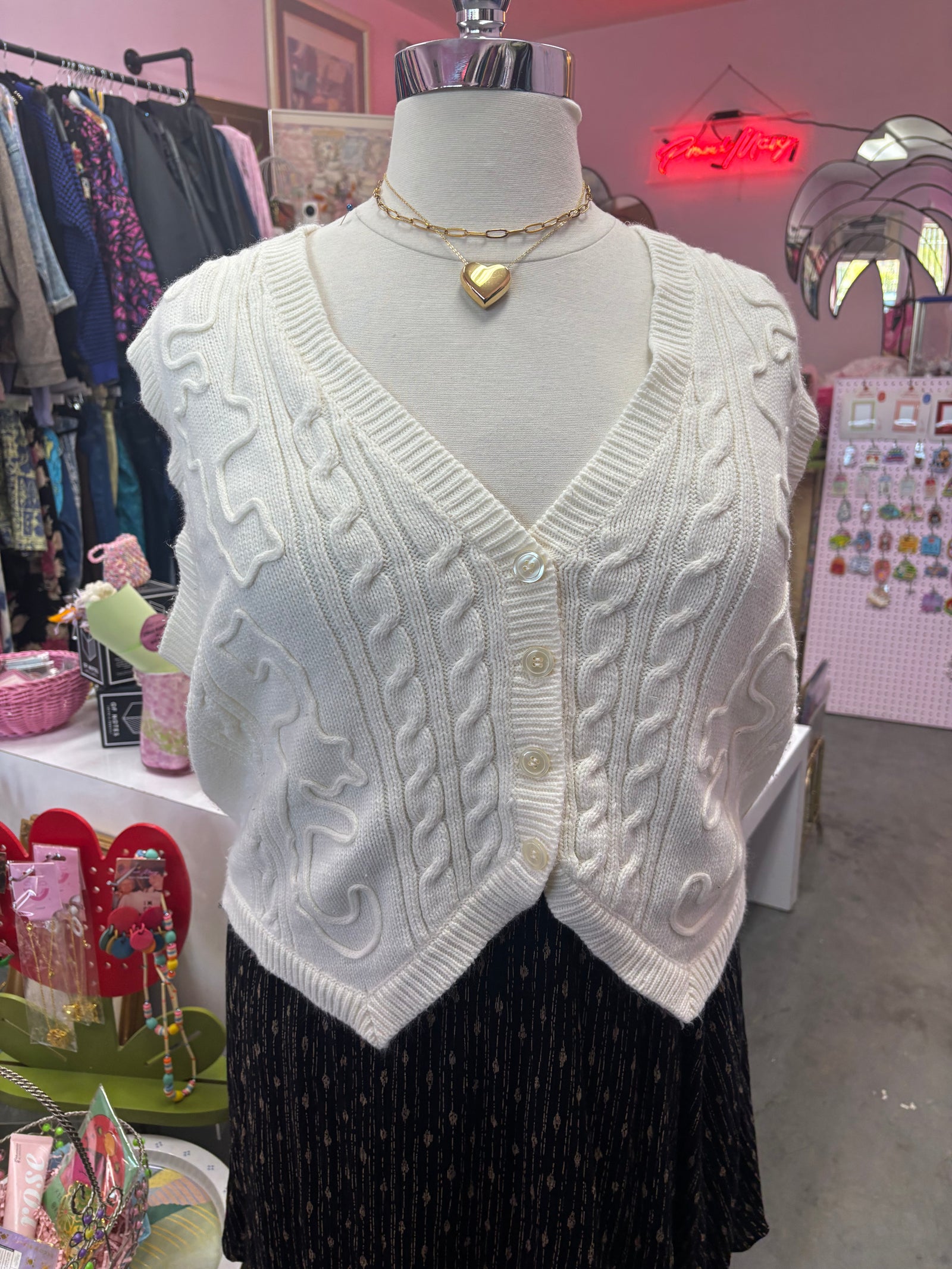 90's Vintage Cropped Sweater Vest - 2X - 4X