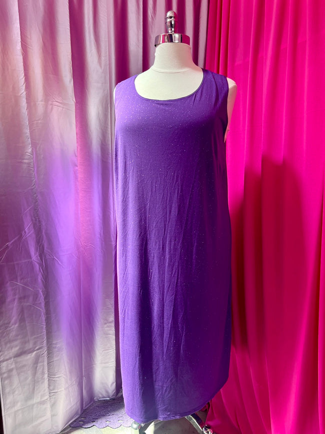 90s Purple Stretchy Pink Sparkle Dress - Size 24