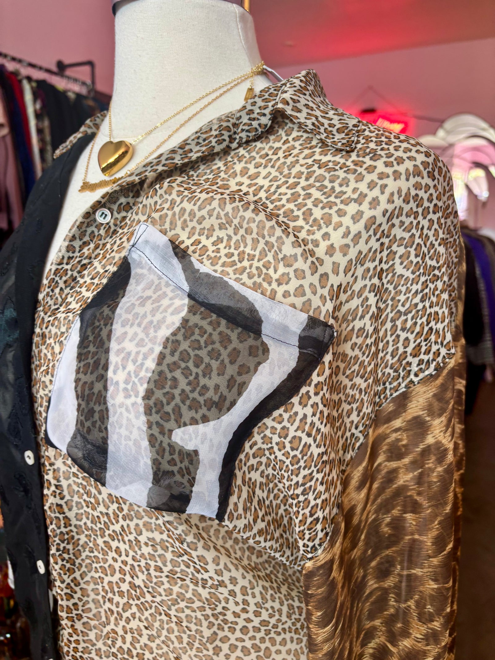 Animal Kingdom Sheer Button-up - 1X