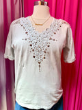Y2K does 90s Studs and Lace Embellished T-shirt