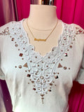 Y2K does 90s Studs and Lace Embellished T-shirt