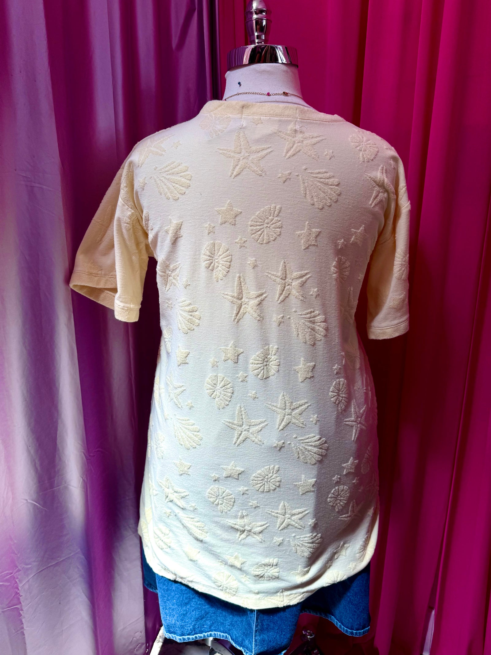 Stars and Seashells Butter Yellow Terry Cloth T-shirt