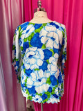 Painterly Hibiscus Pleated Blouse Cover Up