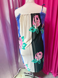 Floating Roses Striped Bathing Suit Cover Up Dress