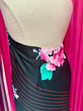 70s Florals and Stripes Halter Neck Longline Cover Up