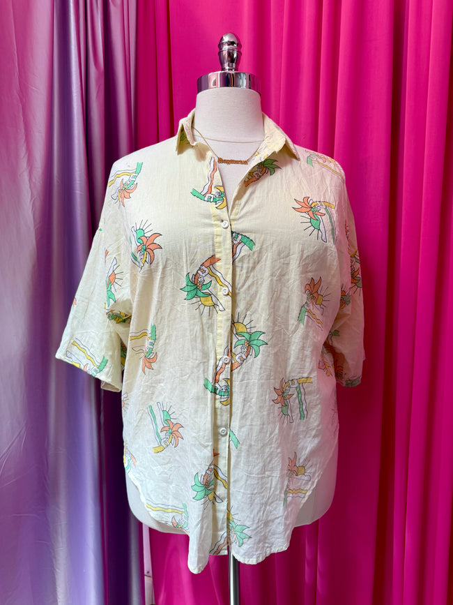 Repaired Vintage Koalas by the Ocean Button Up