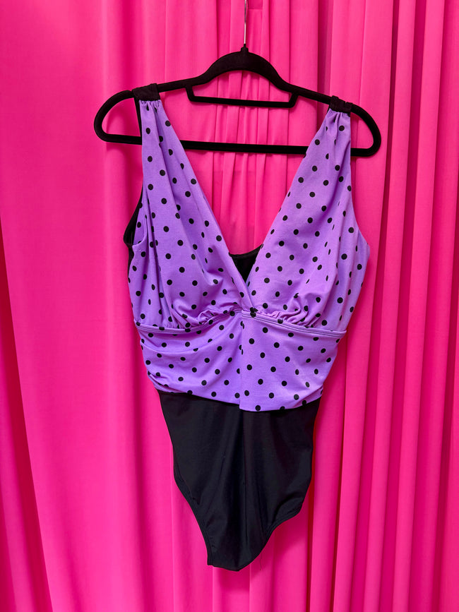 Purple Polka Dot One Piece Swimsuit