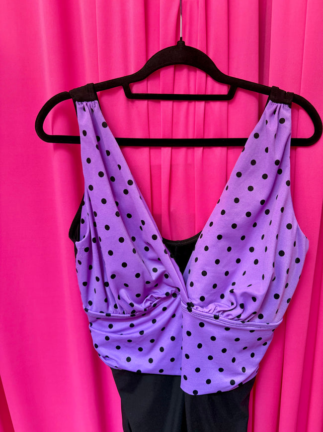 Purple Polka Dot One Piece Swimsuit