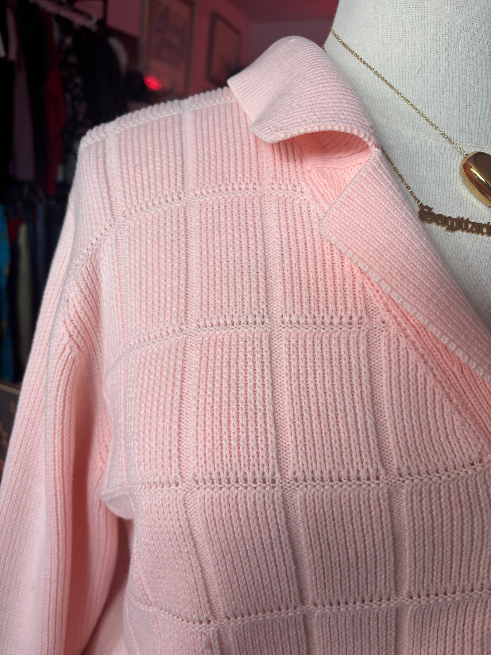 Vintage Pastel Pink Cardigan - Size 2X-3X