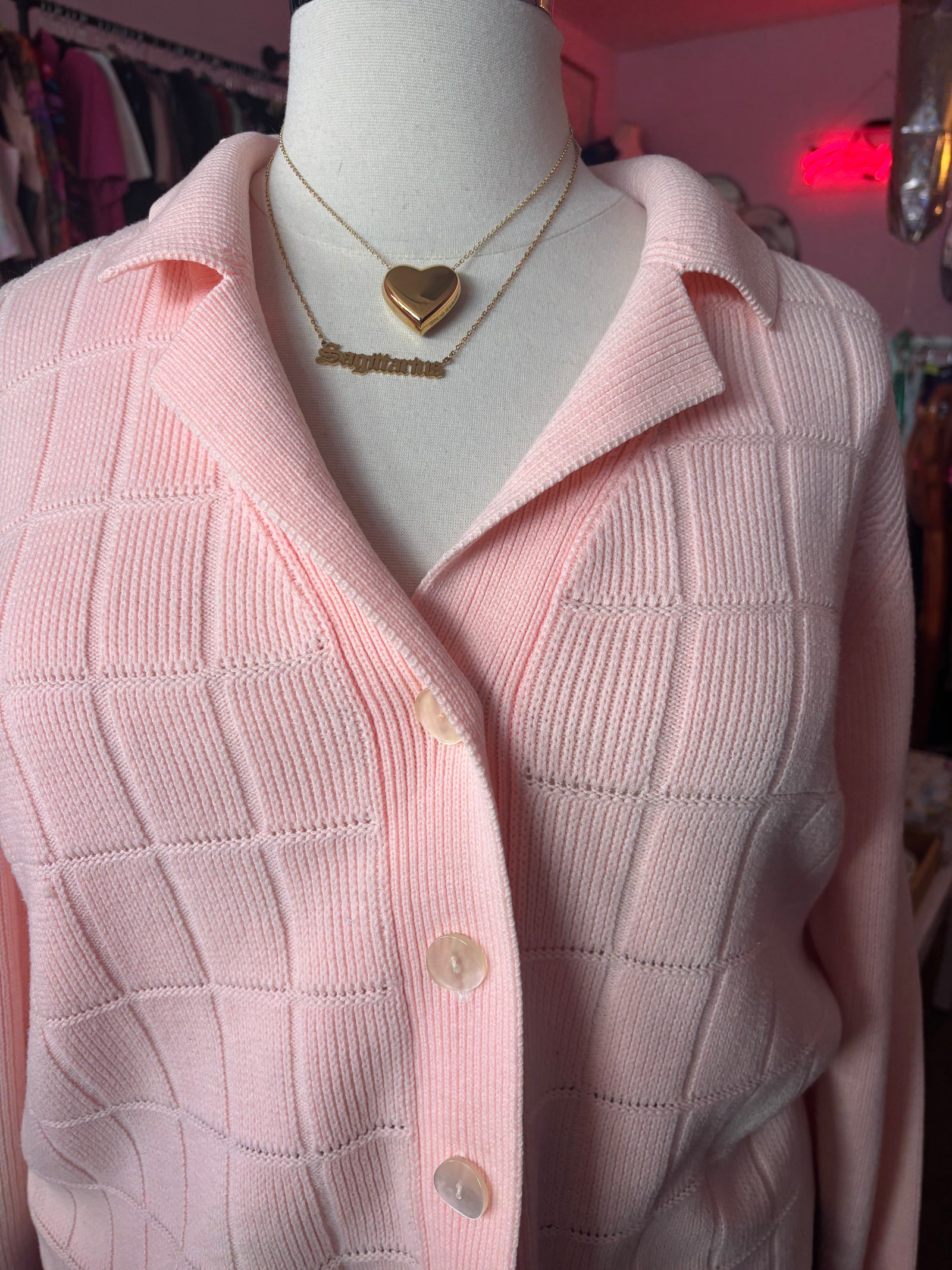 Vintage Pastel Pink Cardigan - Size 2X-3X