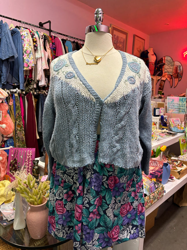 Blue Baby Cropped Sweater - Size Large - 2X