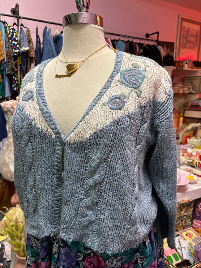 Blue Baby Cropped Sweater - Size Large - 2X