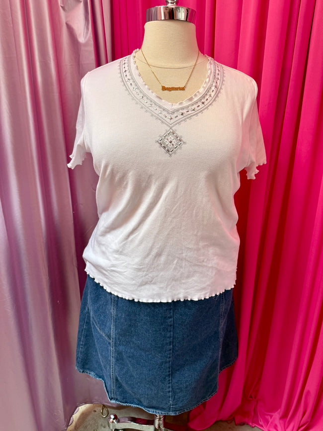 Tiny Sparkle Ribbed Top - XL (fits larger)