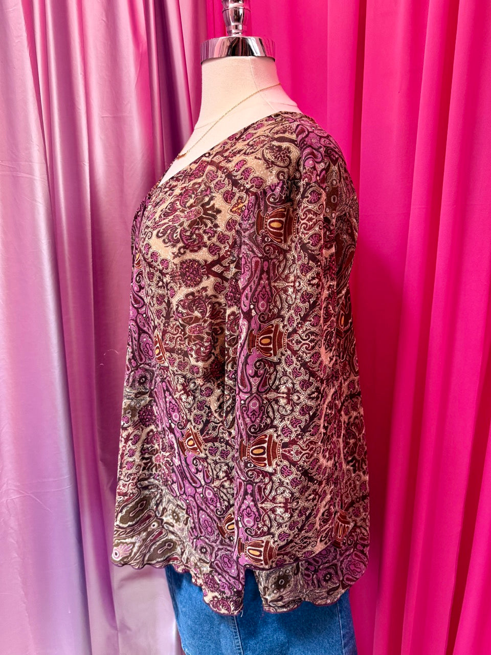 Damask Paisley Sheer Blouse - 30/32