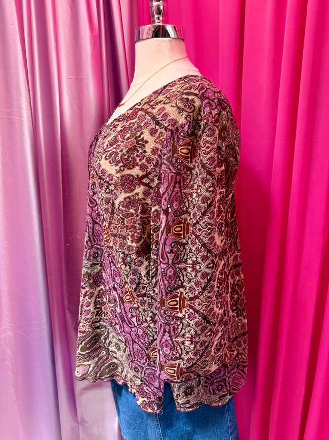 Damask Paisley Sheer Blouse - 30/32