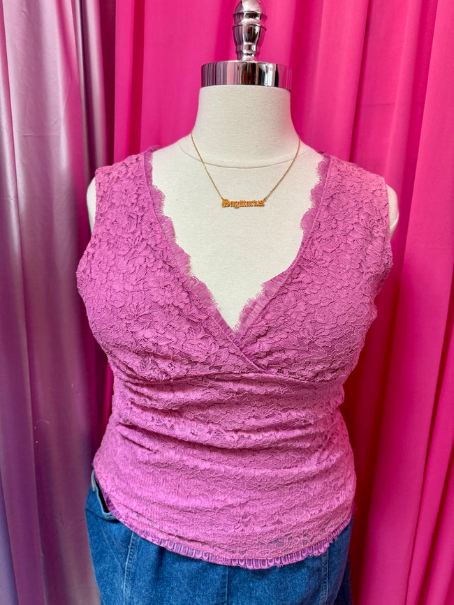 Lilac and Lace Sleeveless Top - XL (fits larger)