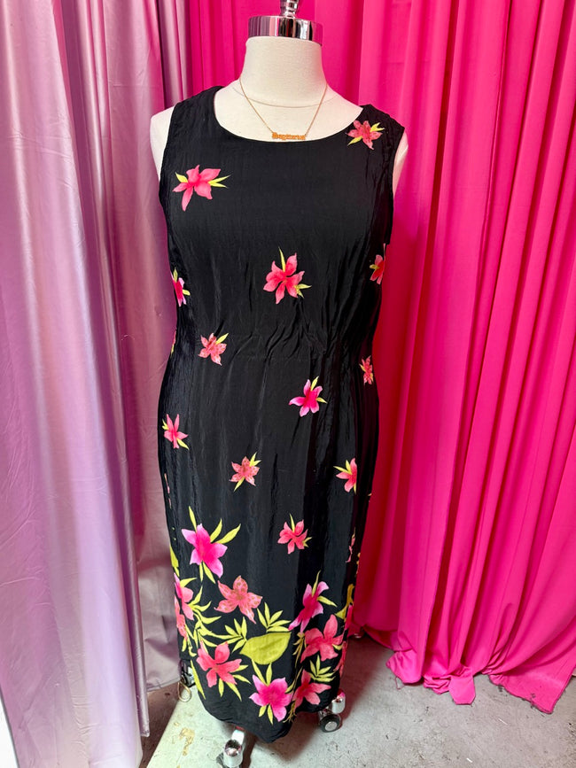 90s Botanical Beauty Sleeveless Shift Dress - 20W