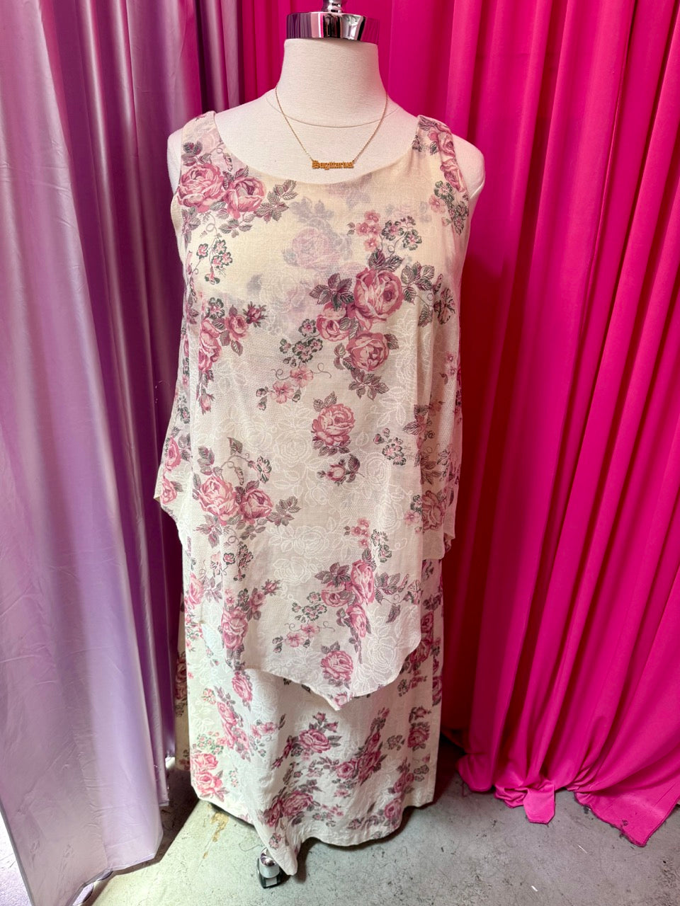 80s Rose Layered Handkerchief Dress