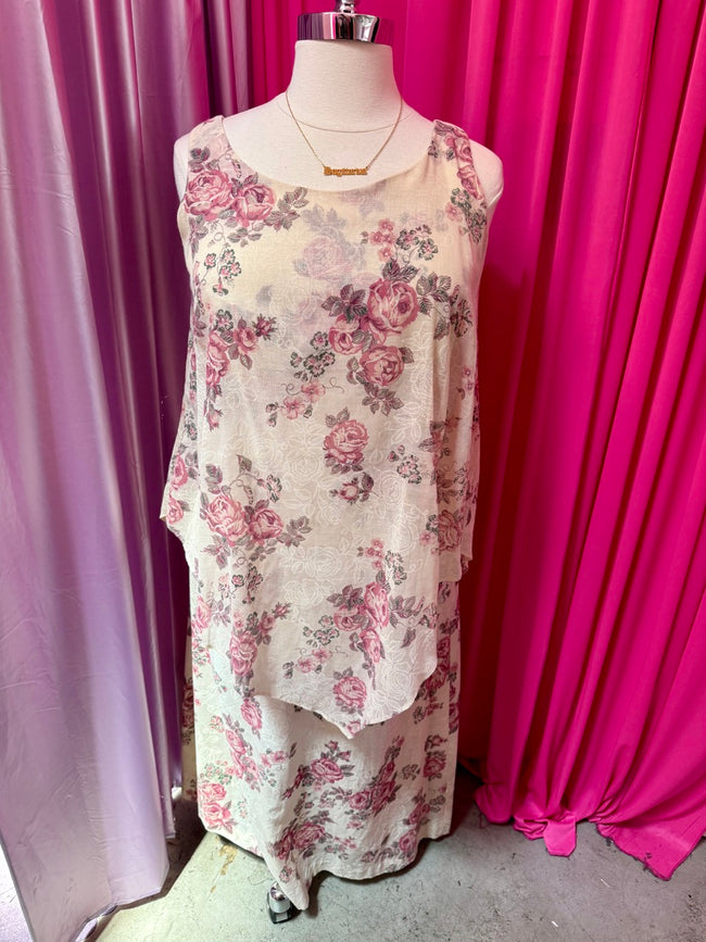 80s Rose Layered Handkerchief Dress