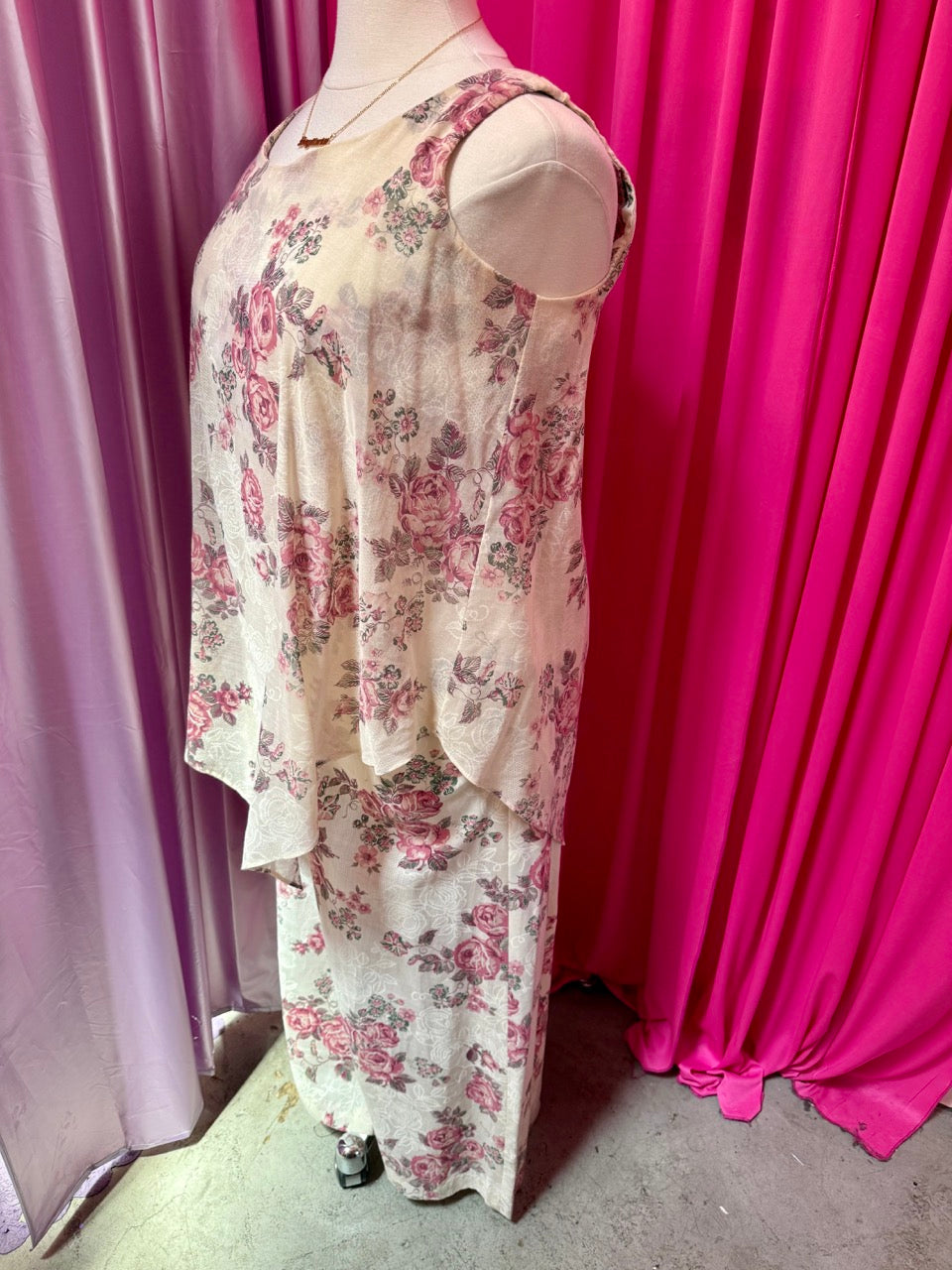 80s Rose Layered Handkerchief Dress