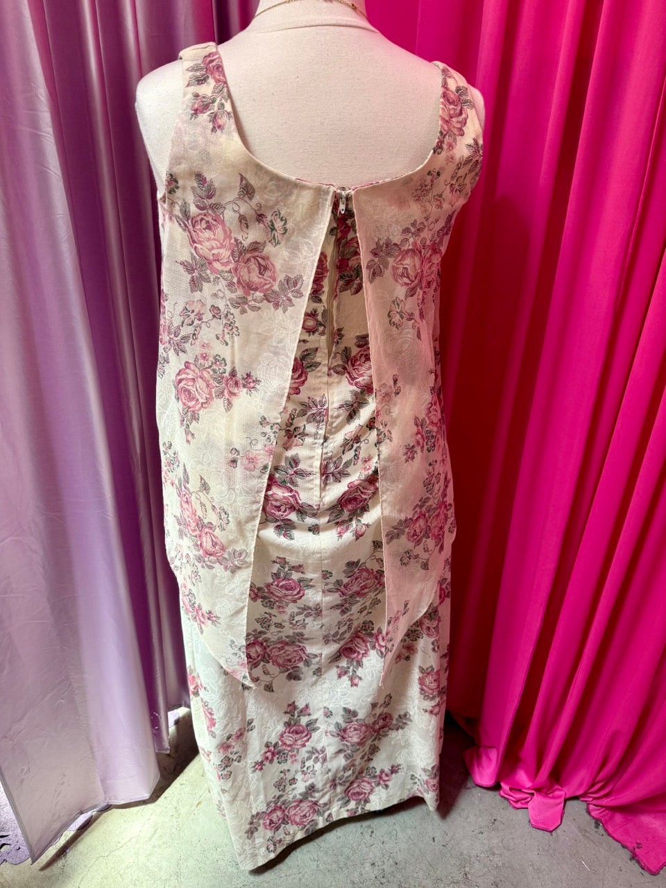 80s Rose Layered Handkerchief Dress