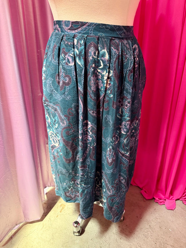 90s Pleats and Paisley Midi Skirt - 16