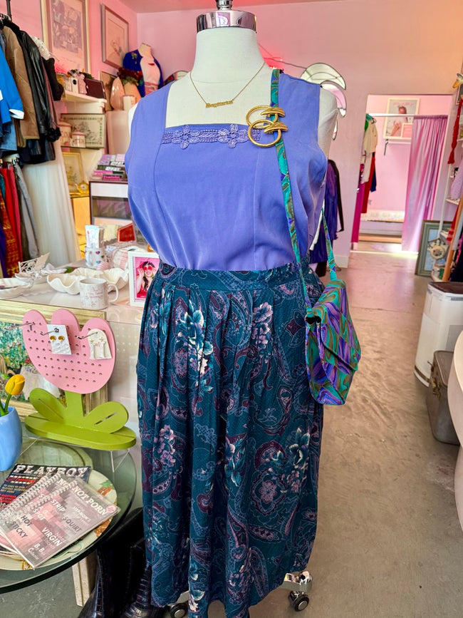 90s Pleats and Paisley Midi Skirt - 16