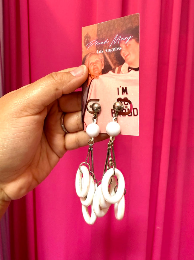 80s Dangling Hoop Cluster Earrings