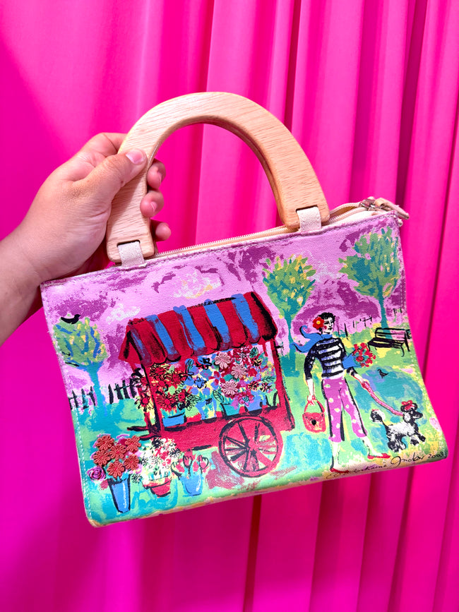 2000s Hand Painted Walk in the Park Handbag