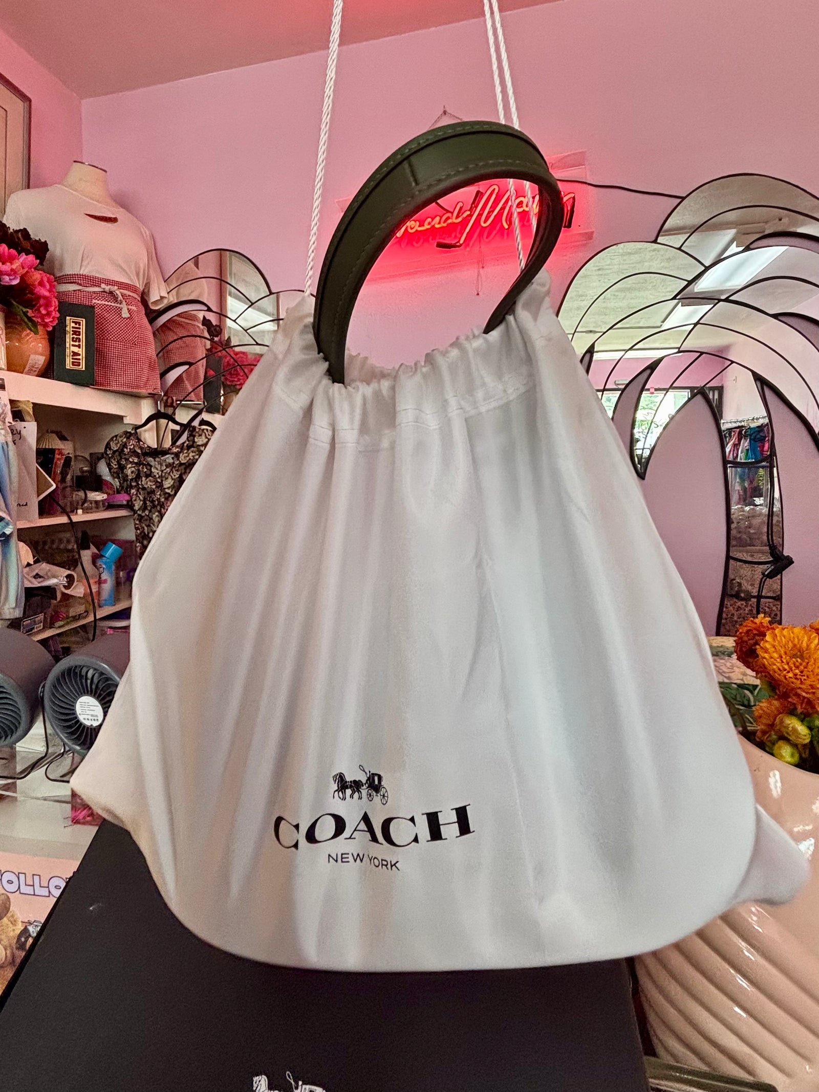 Coach Cazin Crescent Bag in Green Leather