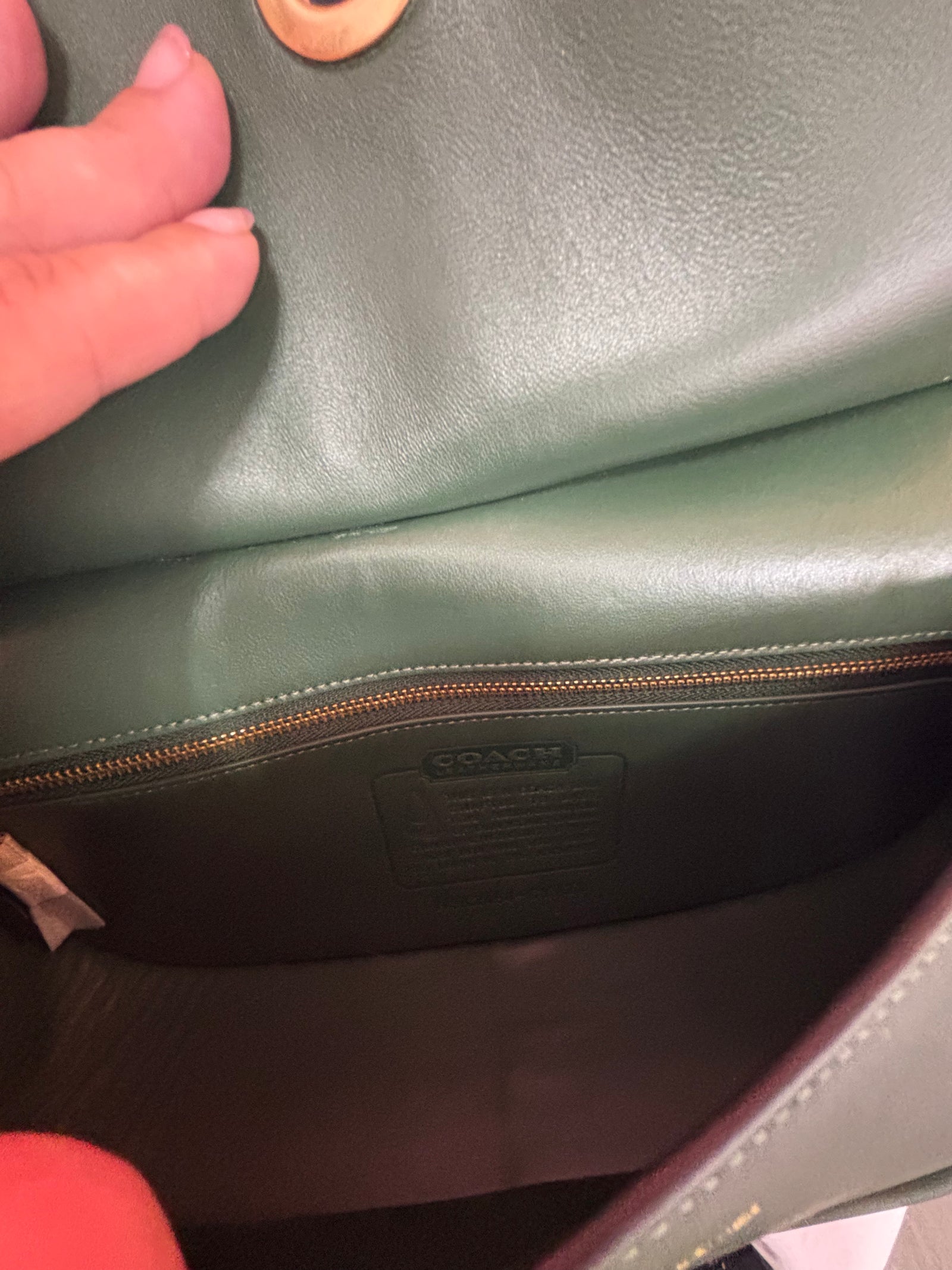 Coach Cazin Crescent Bag in Green Leather