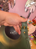 Coach Cazin Crescent Bag in Green Leather