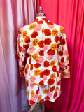 80s Vibrant Daisy Print 2 Piece Suit Skirt Set