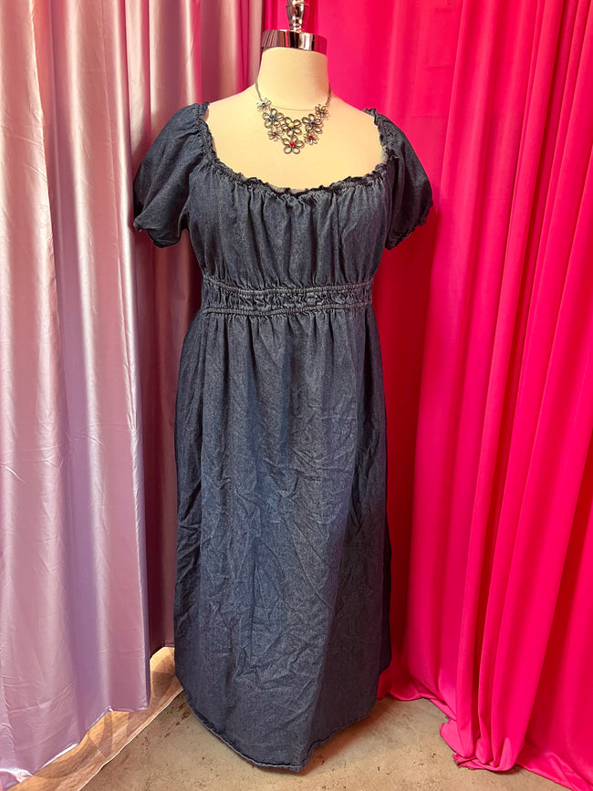 Romantic Cotton Denim Empire Dress - Size 3X