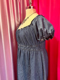 Romantic Cotton Denim Empire Dress - Size 3X