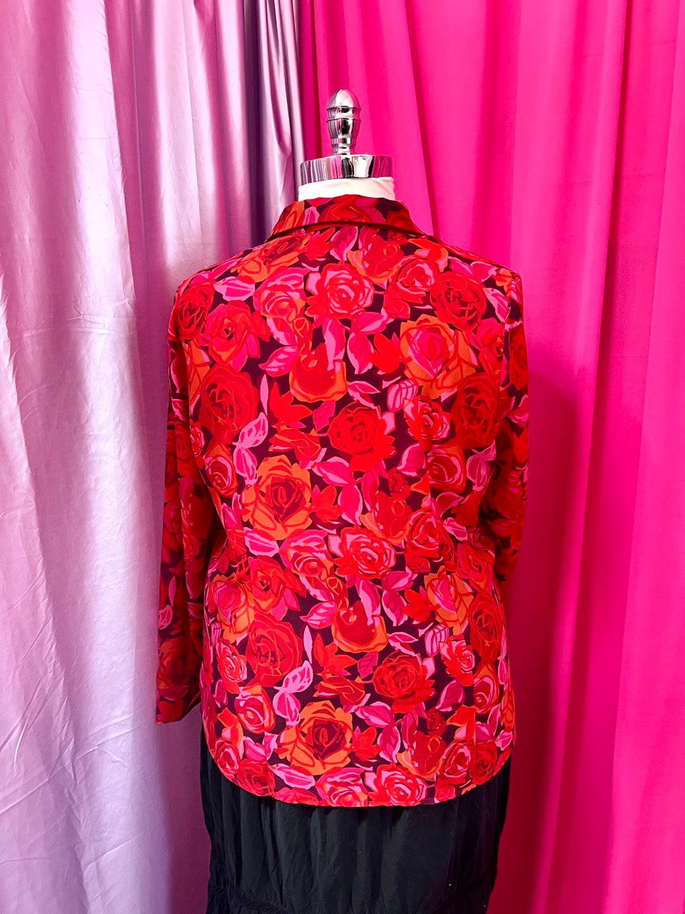 90s Venezia Abstract Rose Print Blouse