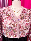 80s Rose and Lace Cropped Jacket